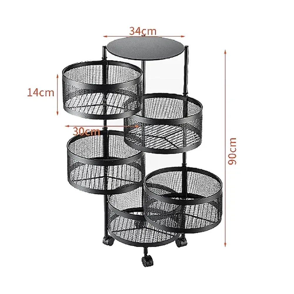 5-Layers Kitchen Storage Rack with Wheels