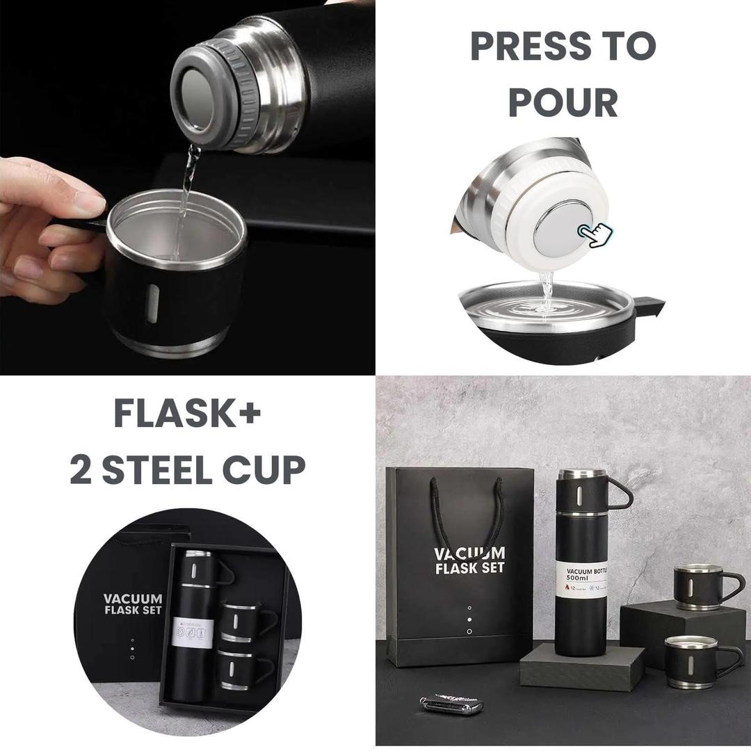 ProdPremium Vacuum Flask Set with 3 Cups